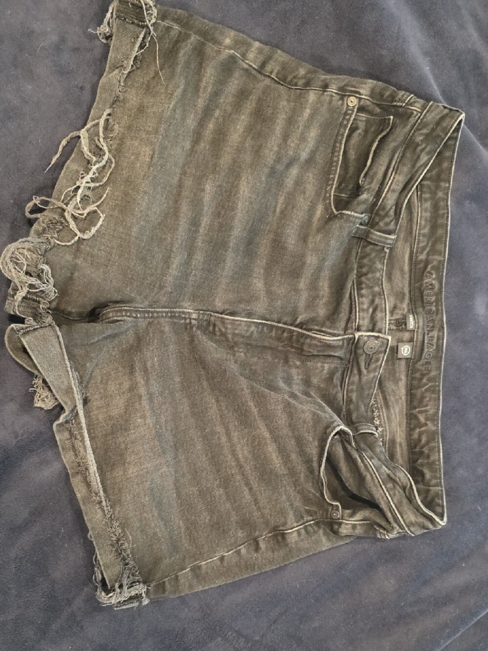 American Eagle Outfitters Black Frayed Hem Denim Shorts